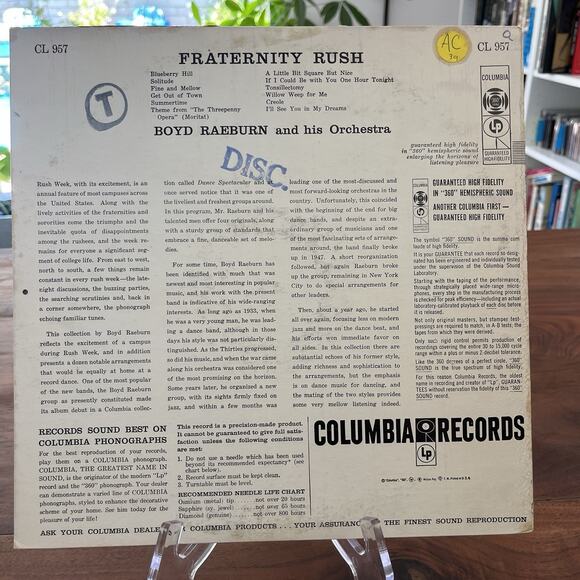 Boyd Raeburn Fraternity Rush Vinyl LP 1957 Columbia 6 Eye CL 957 - Picture 8 of 9